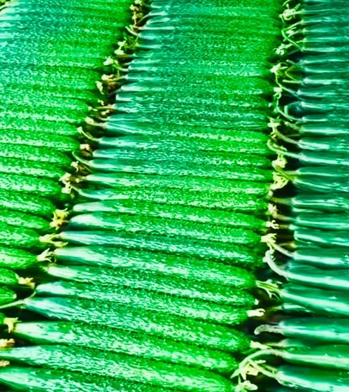 Fresh spiny long cucumbers grown in Shandong greenhouse plantation, fresh raw materials for pickled cucumber bulk export, farm direct supply.