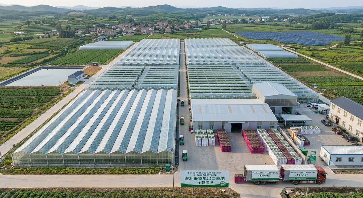 Large modern greenhouse planting base in Shandong, China, for fresh vegetables bulk export, wholesale supply to global importers